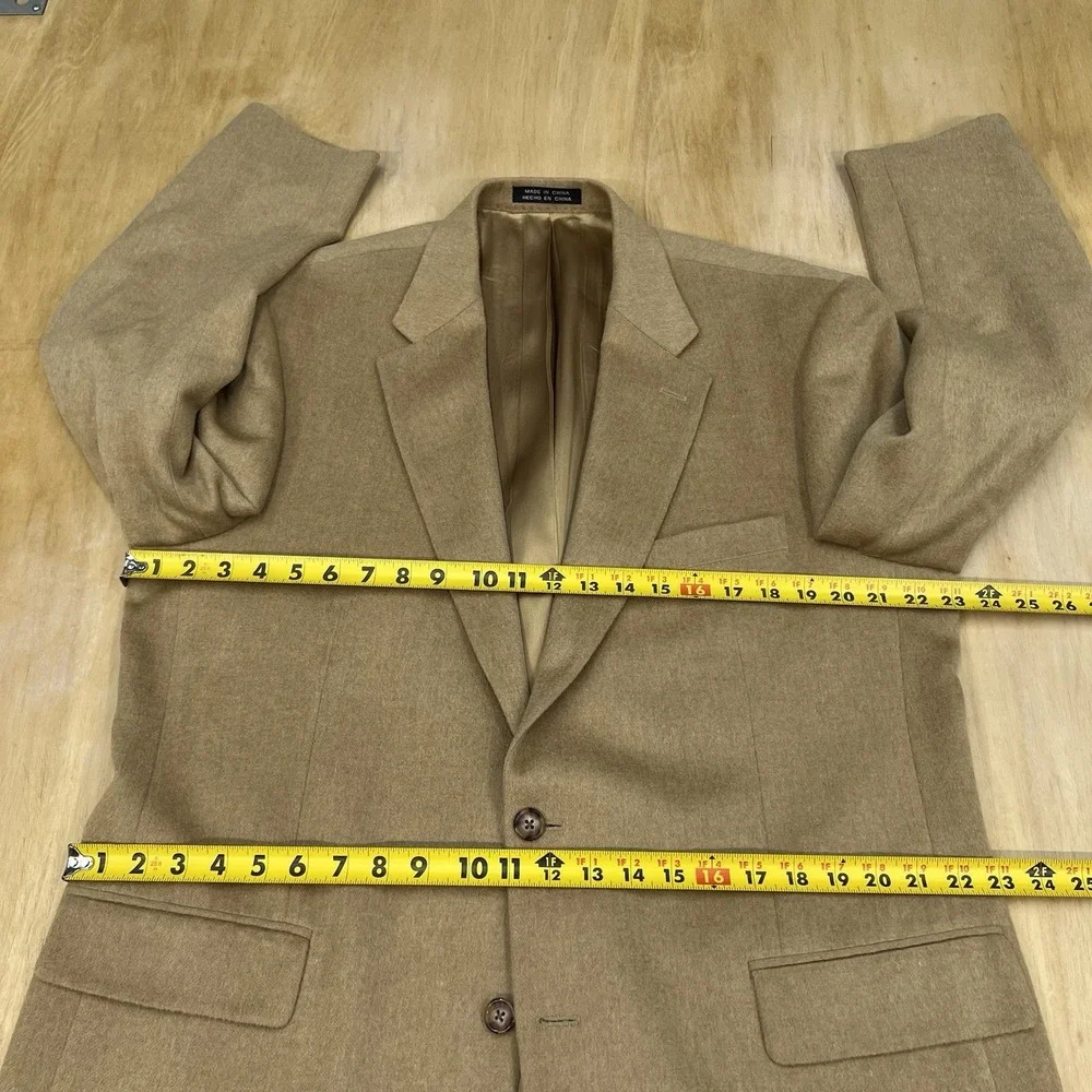 Vintage Stafford Camel Hair Blazer Jacket Sport Coat Mens 44L Long Khaki
